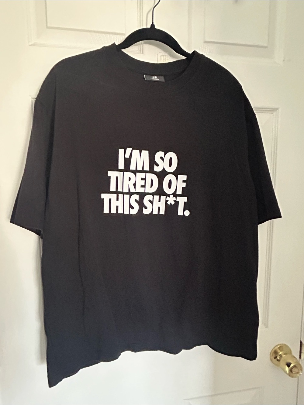 H&M Black Graphic Tee with White Statement Print